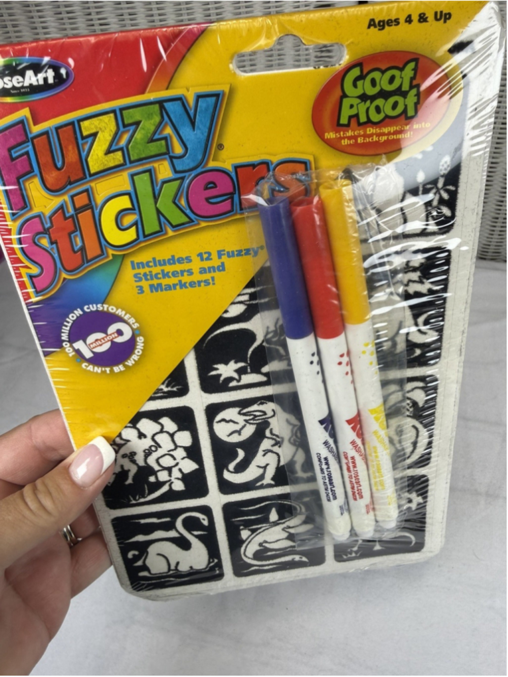 Vintage 2003 RoseArt Dinosaurs Fuzzy Stickers w/ Washable Markers NOS